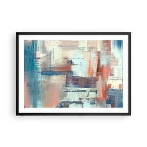 Poster in einem schwarzem Rahmen - Abstrakte Komposition in Blau- und Beigetönen - 70x50cm - Zum Licht kommen - Moderne Wanddekoration für Wohnzimmer und Schlafzimmer ARTTOR