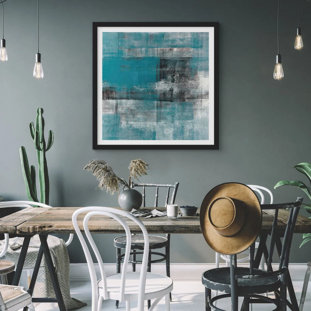 Poster in einem schwarzem Rahmen - Wasser und Luft - 60x60 cm