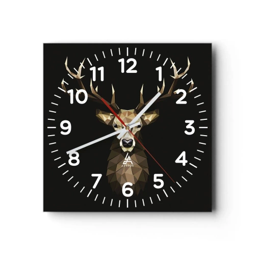 Wanduhr - Glasuhr - Kubistischer Hirsch - 40x40 cm