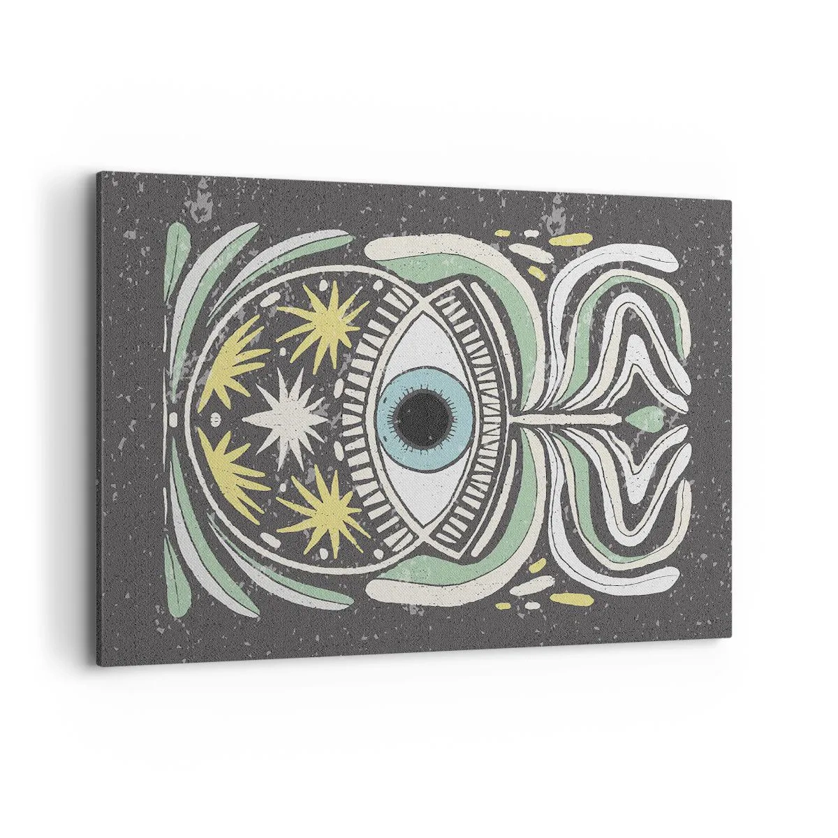Bild auf Leinwand - Leinwandbild - Ein symbolisches Auge, umgeben von abstrakten Mustern - 100x70cm - Stammesrituale - Moderne Wanddekoration für Wohnzimmer und Schlafzimmer ARTTOR