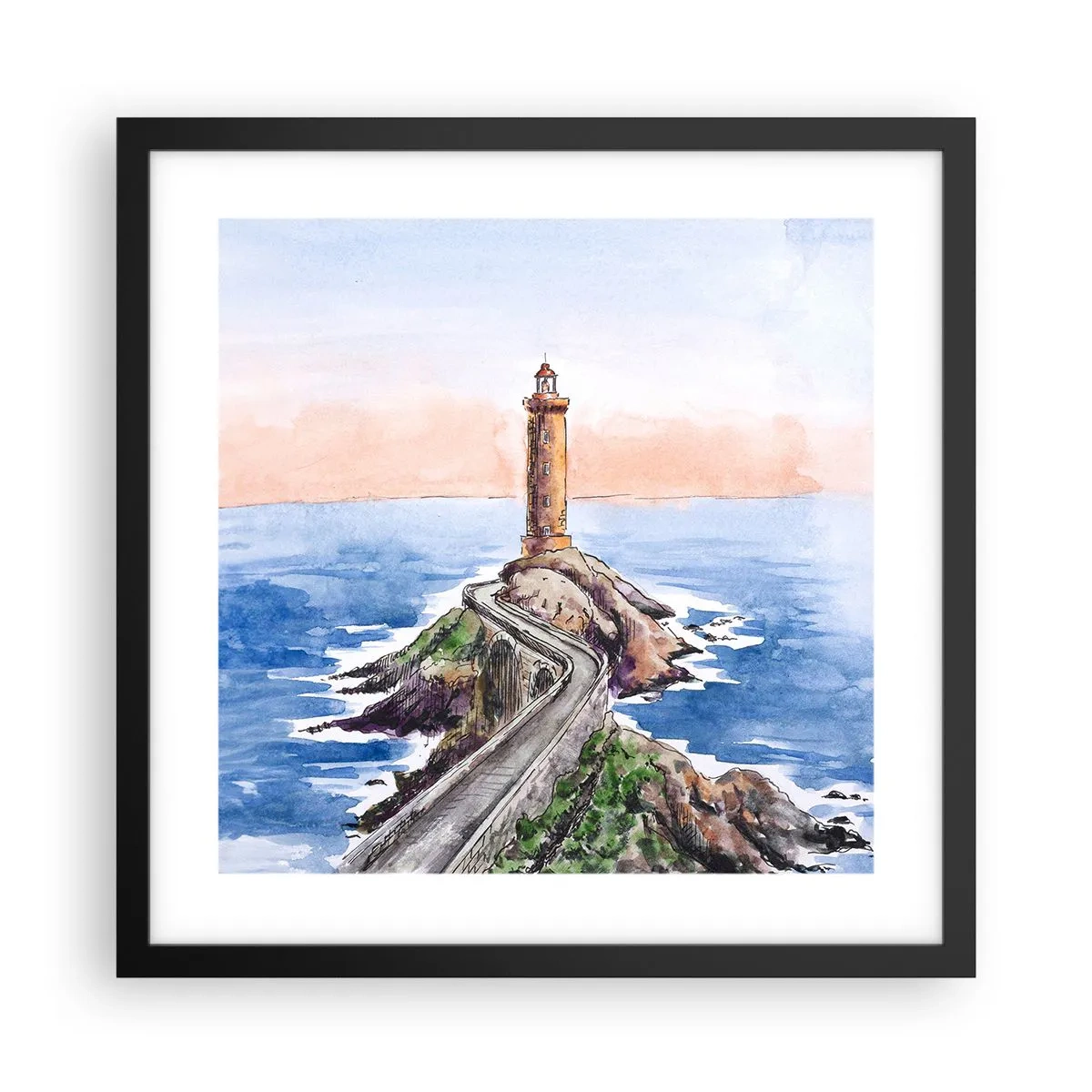 Poster in einem schwarzem Rahmen - Dem Meer zugewandt - 40x40 cm