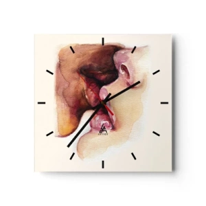 Wanduhr - Glasuhr - Ein Aquarell einer Nahaufnahme eines Gesichts - 30x30cm - Wie Tag und Nacht, Erde und Himmel - Moderne Wanddekoration für Wohnzimmer und Schlafzimmer ARTTOR