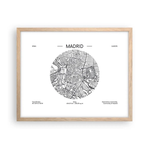 Poster in einem Rahmen aus heller Eiche - Anatomie von Madrid - 50x40 cm