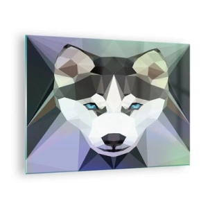 Glasbild - Bild auf glas - Wolfsgeometrie im modernen Stil - 70x50cm - Die Erinnerung an den Schnee des Nordens - Moderne Wanddekoration für Wohnzimmer und Schlafzimmer ARTTOR